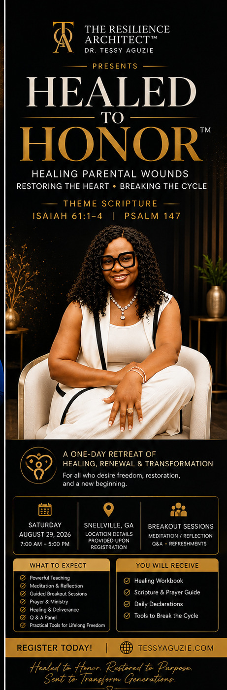 Flyer for Healed to Honor™ one-day retreat, August 29, 2026